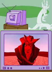 Size: 563x771 | Tagged: derpibooru import, discord, exploitable meme, gmod monster, meme, obligatory pony, safe, snyphurr, statue, stone, tv meme