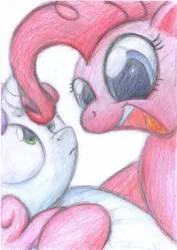 Size: 2477x3500 | Tagged: artist:aemantaslim, colored pencil drawing, derpibooru import, pinkie pie, safe, sweetie belle, traditional art