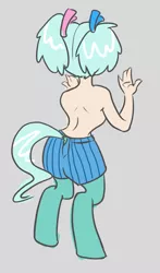 Size: 877x1493 | Tagged: artist:daily, back, clothes, derpibooru import, dock, oc, oc:hope, offspring, parent:lyra heartstrings, plot, safe, satyr, skirt, solo, standing, topless, unofficial characters only