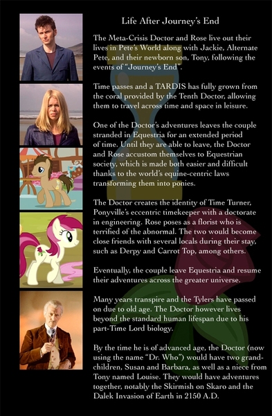 Size: 540x825 | Tagged: crossover, david tennant, derpibooru import, doctor who, doctor whooves, headcanon, meta-crisis tenth doctor, peter capaldi, peter cushing, roseluck, rose tyler, safe, text, theory, time turner
