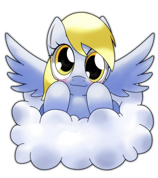 Size: 1200x1350 | Tagged: safe, artist:hoyeechun, derpibooru import, derpy hooves, pegasus, pony, cloud, cute, derpabetes, female, mare, solo