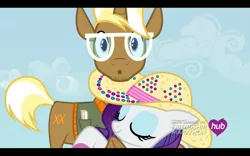 Size: 1680x1050 | Tagged: derpibooru import, hub logo, rarity, rhinestone rarihick, safe, screencap, simple ways, trenderhoof