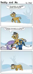 Size: 524x1180 | Tagged: safe, artist:catfood-mcfly, derpibooru import, igneous rock pie, maud pie, /mlp/, comic, daddy and me, faucet, floppy ears, frown, open mouth, sad, smiling, stuck, tongue out, tongue stuck to pole, walking