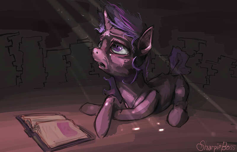 Size: 3808x2450 | Tagged: safe, artist:sharpieboss, derpibooru import, twilight sparkle, book, solo