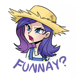 Size: 3000x3000 | Tagged: artist:kianamai, d:, derpibooru import, female, frown, hat, human, humanized, open mouth, raised eyebrow, rarihick, rarity, safe, simple ways, solo, straw hat