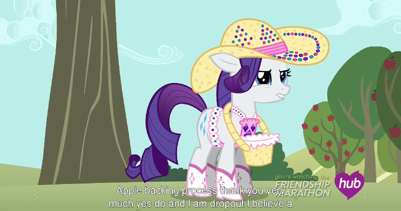 Size: 1152x608 | Tagged: derpibooru import, hub logo, meme, rarity, rhinestone rarihick, safe, screencap, simple ways, solo, youtube caption