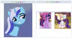 Size: 517x280 | Tagged: alicorn, artist:rainbow-dosh, bedroom eyes, boots, derpibooru, derpibooru import, exploitable meme, facial expressions, faic, farmhand rarity, juxtaposition, juxtaposition win, juxtaposition winception, meme, meta, minuette, plot, rarity, rhinestone rarihick, safe, simple ways, smug, smugdash, twilight sparkle, twilight sparkle (alicorn)