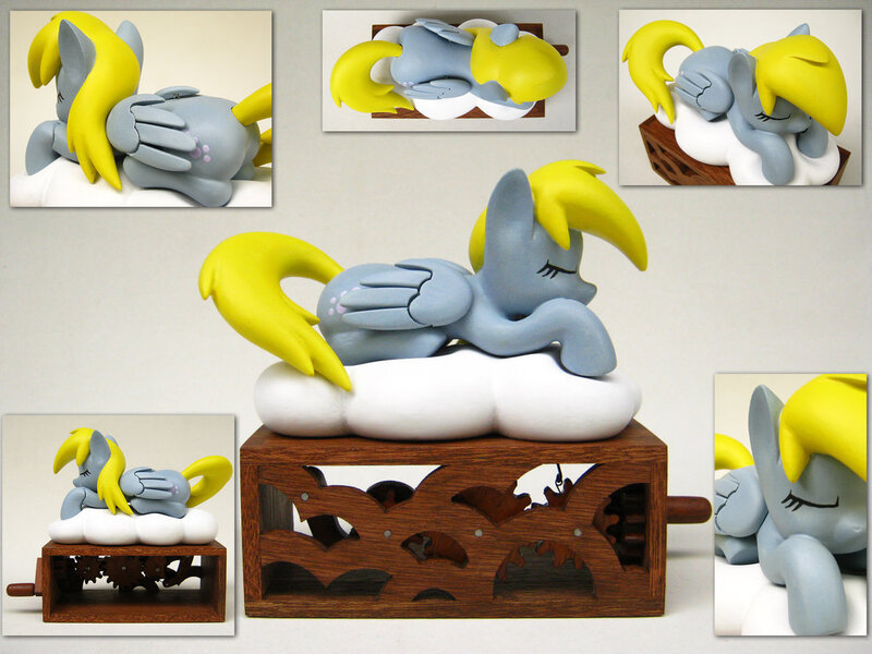 Size: 1024x768 | Tagged: safe, artist:renegadecow, derpibooru import, derpy hooves, pegasus, pony, automaton, cloud, craft, custom, cute, derpabetes, eyes closed, female, irl, mare, photo, prone, sculpture, sleeping, solo, woodwork