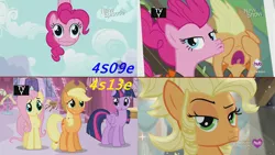 Size: 1280x720 | Tagged: applejack, bedroom eyes, comparison, derpibooru import, duckface, lips, pinkie apple pie, pinkie pie, safe, simple ways