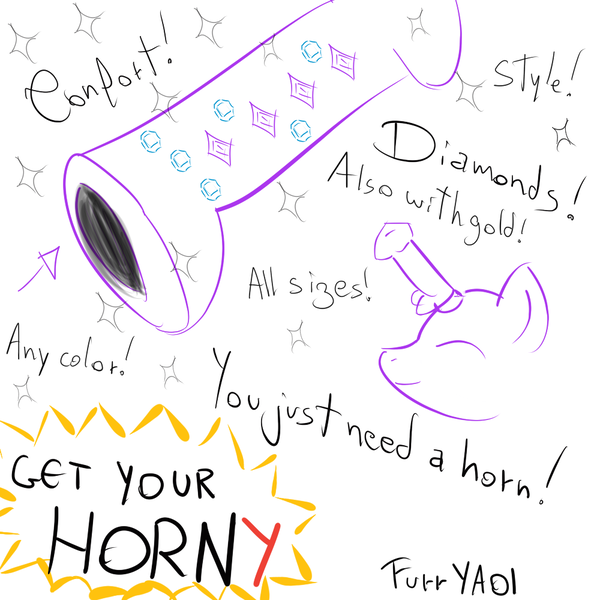 Size: 1000x1000 | Tagged: questionable, artist:scouthiro, derpibooru import, pony, unicorn, 30 minute art challenge, advertisement, horn warmer, horny