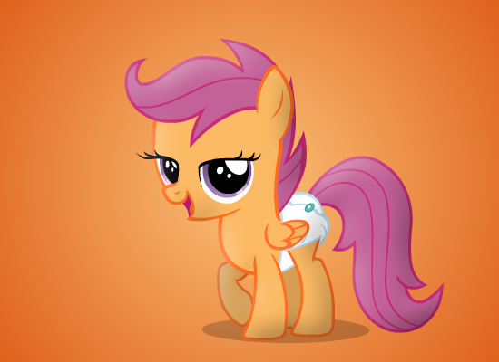 Size: 550x400 | Tagged: questionable, artist:lunabotic, banned from derpibooru, deleted from derpibooru, derpibooru import, scootaloo, ask crinkleloo, crinkleloo, diaper, diaper fetish, fanart, image, old shame, png, simple background, solo