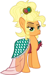 Size: 899x1448 | Tagged: alternate hairstyle, applejack, applejewel, artist:jeatz-axl, clothes, derpibooru import, dress, duckface, looking back, safe, simple background, simple ways, solo, svg, transparent background, vector