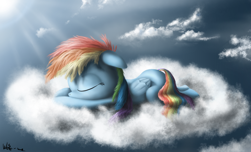 Size: 2000x1215 | Tagged: safe, artist:neko-me, derpibooru import, rainbow dash, pegasus, pony, cloud, cloudy, cute, dashabetes, filly, filly rainbow dash, sleeping, solo, younger