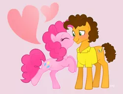 Size: 838x639 | Tagged: safe, artist:mn27, derpibooru import, cheese sandwich, pinkie pie, blushing, cheesepie, cute, female, heart, kissing, male, shipping, straight