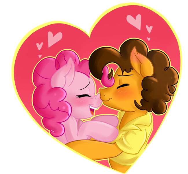 Size: 1379x1272 | Tagged: safe, artist:annakitsun3, derpibooru import, cheese sandwich, pinkie pie, blushing, boop, cheesepie, female, kissing, male, noseboop, shipping, straight