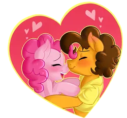 Size: 1379x1272 | Tagged: safe, artist:annakitsun3, derpibooru import, cheese sandwich, pinkie pie, blushing, boop, cheesepie, female, kissing, male, noseboop, shipping, straight