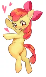 Size: 764x1266 | Tagged: dead source, safe, artist:hotomura, derpibooru import, apple bloom, earth pony, pony, adorabloom, blank flank, cute, heart, pixiv, solo