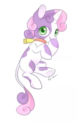 Size: 885x1382 | Tagged: artist:sion, bell, bell collar, collar, cow, cowbell, cowbelle, cowified, cute, dead source, derpibooru import, diasweetes, safe, solo, species swap, sweetie belle