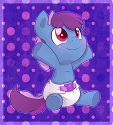 Size: 1158x1280 | Tagged: safe, artist:cuddlehooves, derpibooru import, oc, oc:speckle, unofficial characters only, pony, baby, baby pony, cute, diaper, foal, freckles, looking up, poofy diaper, smiling, solo