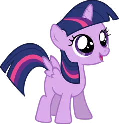 Size: 1280x1338 | Tagged: safe, artist:mmdfantage, derpibooru import, twilight sparkle, twilight sparkle (alicorn), alicorn, pony, alicornified, cute, female, filly, filly twilight sparkle, happy, looking up, mare, open mouth, race swap, simple background, smiling, solo, transparent background, twiabetes, vector, younger