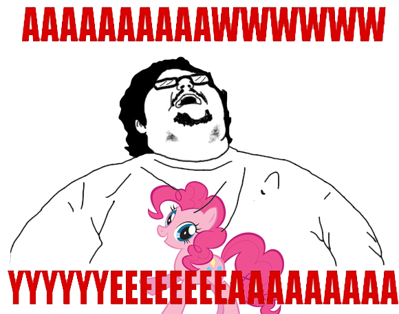 Size: 580x456 | Tagged: aw yeah, brony, derpibooru import, euphoric, fat, meme, neckbeard, pinkie pie, rage face, reaction image, safe, stock vector