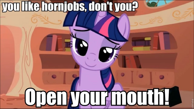 Size: 960x542 | Tagged: suggestive, derpibooru import, edit, edited screencap, screencap, twilight sparkle, pony, unicorn, bedroom eyes, bronybait, caption, female, image macro, implied hornjob, mare, meme, solo