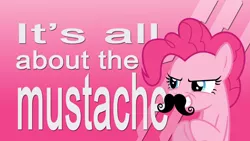 Size: 1191x670 | Tagged: safe, artist:jackos92, artist:xris777, derpibooru import, pinkie pie, moustache, solo, text