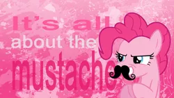 Size: 1920x1080 | Tagged: alternate version, artist:jackos92, artist:xris777, derpibooru import, moustache, pinkie pie, pink text, safe, solo, text