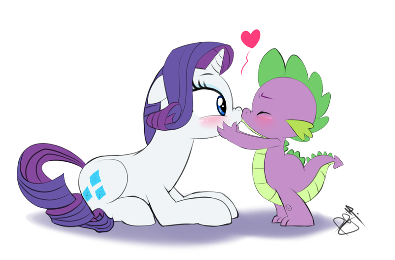 Size: 1200x791 | Tagged: safe, artist:pia-sama, derpibooru import, rarity, spike, blushing, cute, eyes closed, female, floppy ears, heart, kissing, male, nose wrinkle, prone, shipping, sparity, straight, surprise kiss, surprised, wide eyes