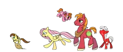 Size: 4200x1800 | Tagged: safe, artist:pampoke, derpibooru import, big macintosh, fluttershy, oc, oc:lacey rose, oc:pink lady, oc:sugar apple, earth pony, pegasus, pony, baby, baby pony, colt, female, filly, fluttermac, male, offspring, parent:big macintosh, parent:fluttershy, parents:fluttermac, shipping, simple background, stallion, straight, transparent background