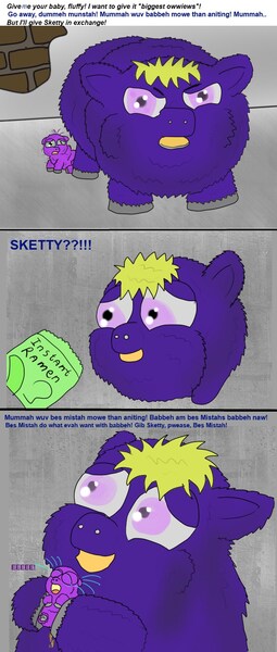 Size: 666x1570 | Tagged: artist:big baybeh, betrayal, crying, derpibooru import, fluffies abusing fluffies, fluffy pony, fluffy pony foal, fluffy pony mother, imminent death, impending abuse, impending doom, impending mutilation, impending torture, instant ramen, retarded, safe, source needed, stupidity