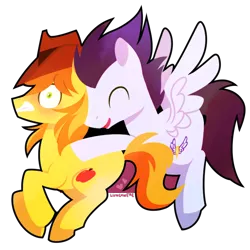 Size: 600x600 | Tagged: safe, artist:lunchwere, derpibooru import, braeburn, soarin', pegasus, pony, blushing, gay, male, shipping, soarburn, stallion