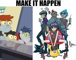 Size: 852x672 | Tagged: safe, derpibooru import, fido, rover, spot, diamond dog, equestria girls, rainbow rocks, 2-d, diamond dudes, exploitable meme, gorillaz, make it happen, meme, murdoc, noodle, russel