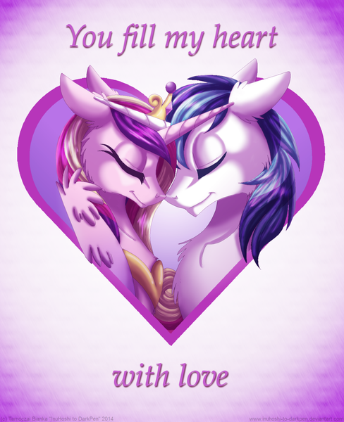 Size: 1300x1600 | Tagged: artist:inuhoshi-to-darkpen, derpibooru import, princess cadance, safe, shining armor, valentine