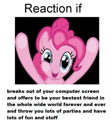 Size: 638x720 | Tagged: derpibooru import, exploitable meme, fourth wall, fourth wall pose, meme, pinkie pie, reaction if, safe, solo