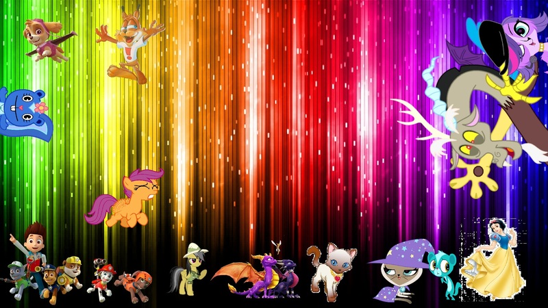 Size: 1920x1080 | Tagged: safe, derpibooru import, daring do, discord, scootaloo