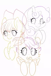 Size: 500x743 | Tagged: apple bloom, artist:quackingmoron, cutie mark crusaders, derpibooru import, safe, scootaloo, sweetie belle