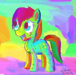 Size: 658x655 | Tagged: safe, artist:goldenpansy, derpibooru import, oc, unofficial characters only, earth pony, pony, domino, fauvism, solo