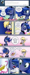 Size: 650x1619 | Tagged: safe, artist:johnjoseco, derpibooru import, derpy hooves, princess luna, pegasus, pony, ask gaming princess luna, gamer luna, 3ds, bravely default, chocolate, chocoluna, comic, female, hearts and hooves day, luna loves chocolate, mare, that pony sure does love chocolate, tumblr