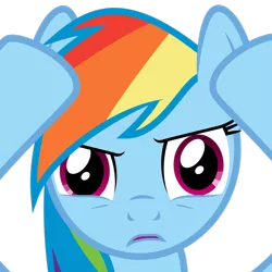 Size: 1024x1024 | Tagged: safe, artist:byteslice, derpibooru import, rainbow dash, pony, close-up, female, looking at you, mare, my brain is full of fuck, open mouth, reaction image, simple background, solo, transparent background, vector