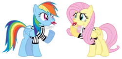 Size: 1024x498 | Tagged: artist:masem, blowing, blowing whistle, derpibooru import, fluttershy, puffy cheeks, rainblow dash, rainbow dash, rainbow dashs coaching whistle, referee, referee rainbow dash, safe, simple background, transparent background, whistle, whistle necklace