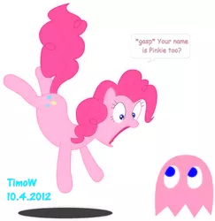 Size: 2412x2479 | Tagged: safe, artist:timow, derpibooru import, pinkie pie, crossover, funny, g4, gasp, pac-man