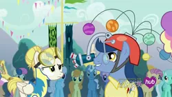 Size: 1920x1080 | Tagged: bon bon, candy mane, carrot top, derpibooru import, goggles, golden harvest, hair bun, helmet, linky, lyra heartstrings, microscope, mobile, planetary bob, pokey pierce, rainbowshine, safe, screencap, shoeshine, simple ways, sugar cookie, sweetie drops, wonderbolt trainee uniform