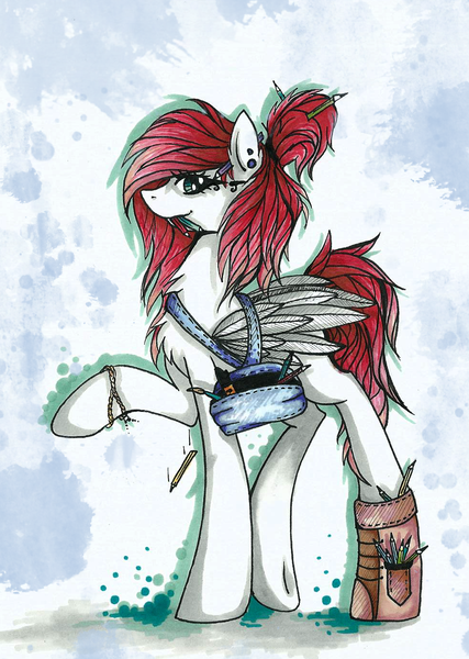 Size: 978x1373 | Tagged: safe, artist:majkarogo, derpibooru import, oc, unofficial characters only, pegasus, pony, solo