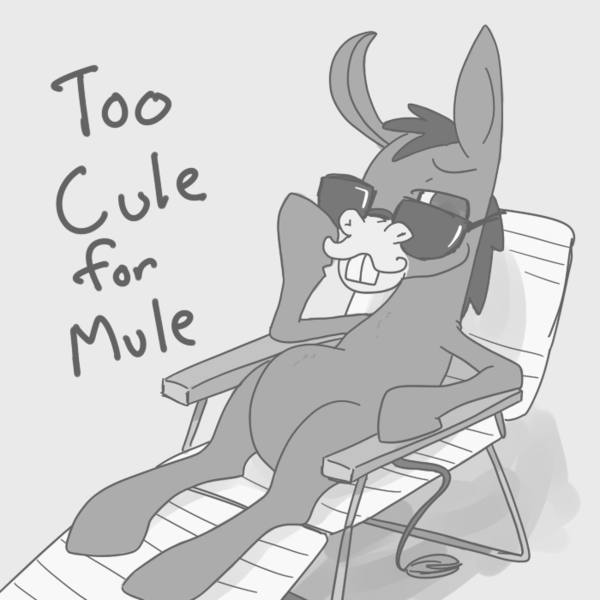 Size: 700x700 | Tagged: artist:spicyhamsandwich, cletus, cool, derpibooru import, monochrome, mule, one bad apple, safe, solo, sunglasses