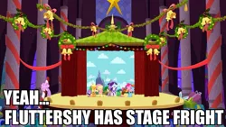 Size: 960x541 | Tagged: amethyst star, applejack, bon bon, caption, chancellor puddinghead, cloud kicker, clover the clever, commander hurricane, derpibooru import, dizzy twister, edit, edited screencap, filli vanilli, fluttershy, hearth's warming eve, hearth's warming eve (episode), image macro, lemon hearts, linky, lyra heartstrings, mane six, meme, minuette, orange swirl, pinkie pie, princess platinum, private pansy, rainbow dash, rarity, safe, screencap, seafoam, sea swirl, shoeshine, smart cookie, stage, sweetie drops, twilight sparkle, twinkleshine