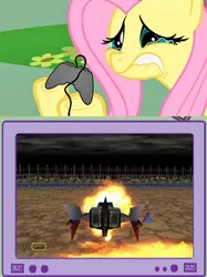 Size: 562x752 | Tagged: bad, derpibooru import, exploitable meme, explosion, fluttershy, gamer meme, meme, nasty, obligatory pony, sad, safe, ship, slamscape, tv meme