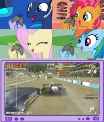 Size: 782x918 | Tagged: safe, derpibooru import, babs seed, fluttershy, princess luna, rainbow dash, pony, gamer luna, exploitable meme, gamer babs, gamer meme, gamerdash, gamershy, meme, obligatory pony, san francisco rush 2049, tv meme