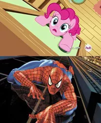 Size: 600x733 | Tagged: derpibooru import, editing, filli vanilli, pinkie pie, safe, screencap, spider-man