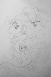 Size: 640x960 | Tagged: applejack, applejewel, artist:ilikepudding24, derpibooru import, heart, rarihick, rarity, rose, safe, simple ways, sketch, trenderhoof